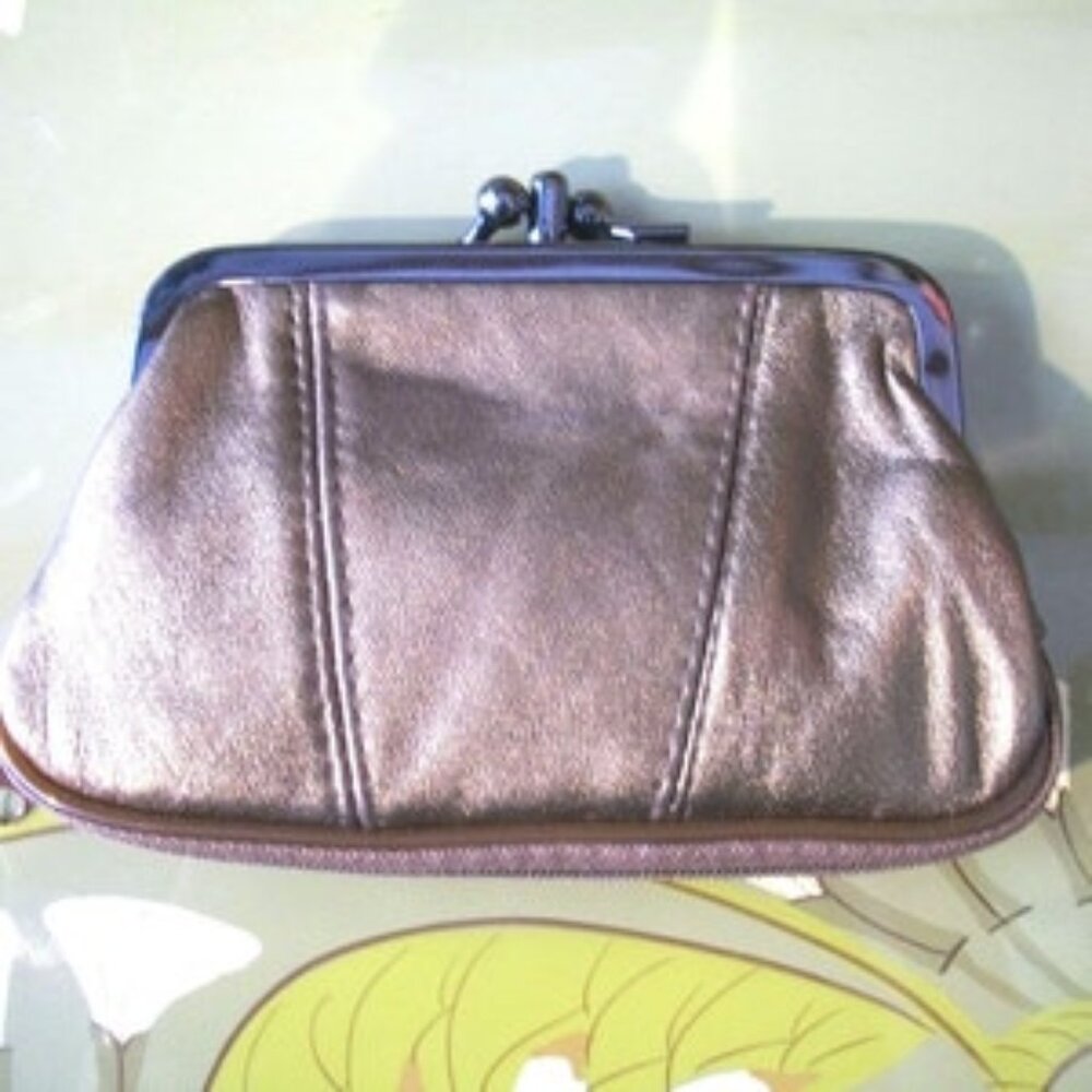 ⚜️Copper colored Leather kisslock wallet/Retro inspired/Rockabilly/PinUp✨